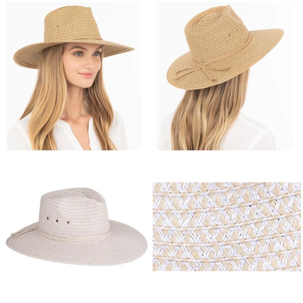 💕ERIC JAVITS💕 Sunshade Squishee Packable Straw Fedora Hat ~ OS Cream NWT